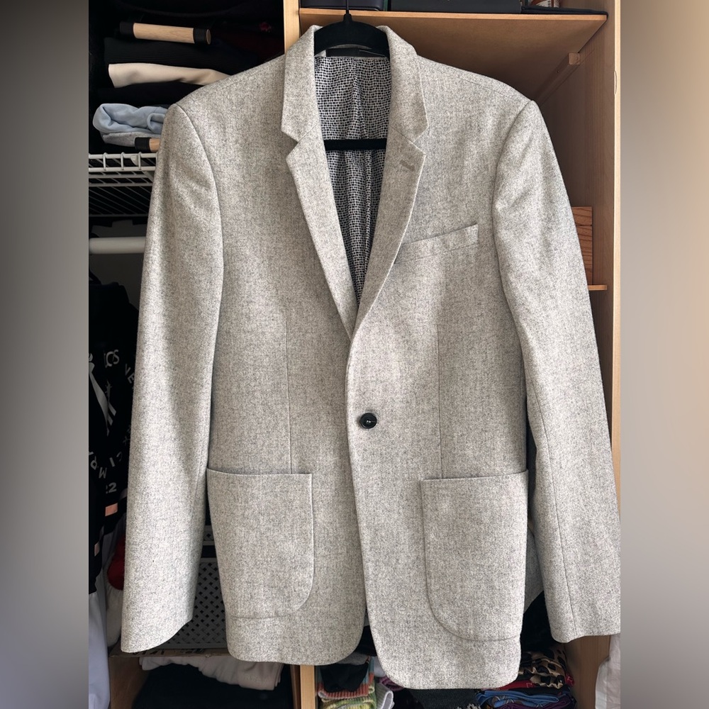 Topman Wool Blend Blazer Jacket Men’s 38R Gray Single Button Lined